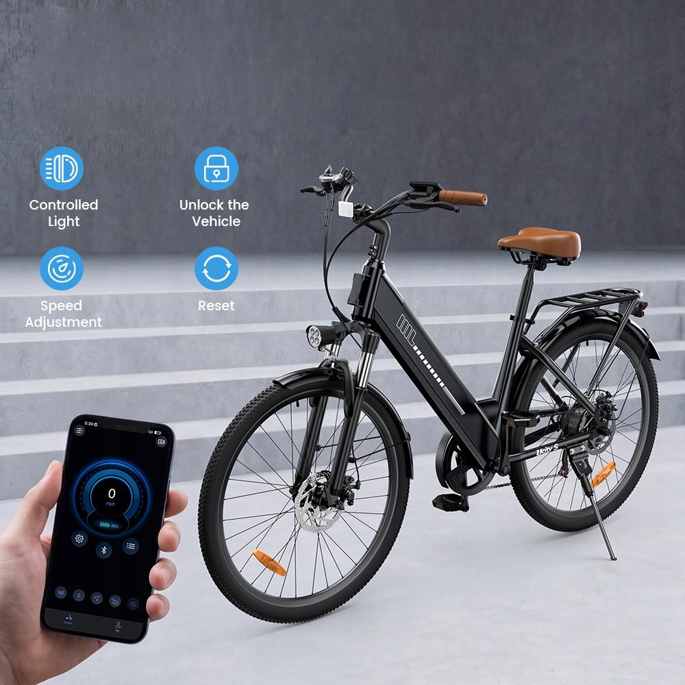 Electric Bicycles UcityS Rower Elektryczny Miejski 26'' 90km 5 Biegów Dla Dorosłych 120kg