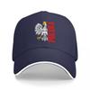 POLNISCHES ADLER-LOGO SCHWARZE BASEBALLKAPPE MIT ROTEM TEXT UND WEISSEN ZIERLEISTEN DESIGN FÜR Unisex UND Damen