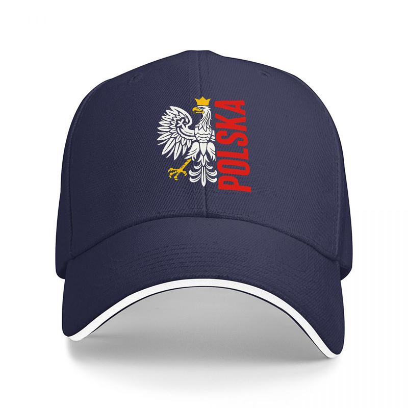POLNISCHES ADLER-LOGO SCHWARZE BASEBALLKAPPE MIT ROTEM TEXT UND WEISSEN ZIERLEISTEN DESIGN FÜR Unisex UND Damen