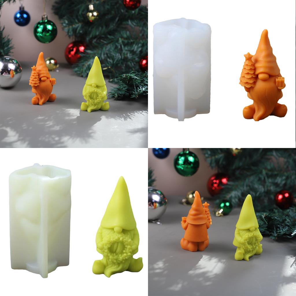 2x/Set Santa Silicone Mould 3D Gnome Candle Molds Ornament Molds Soap Molds Baking Molds for Christmas Decorations