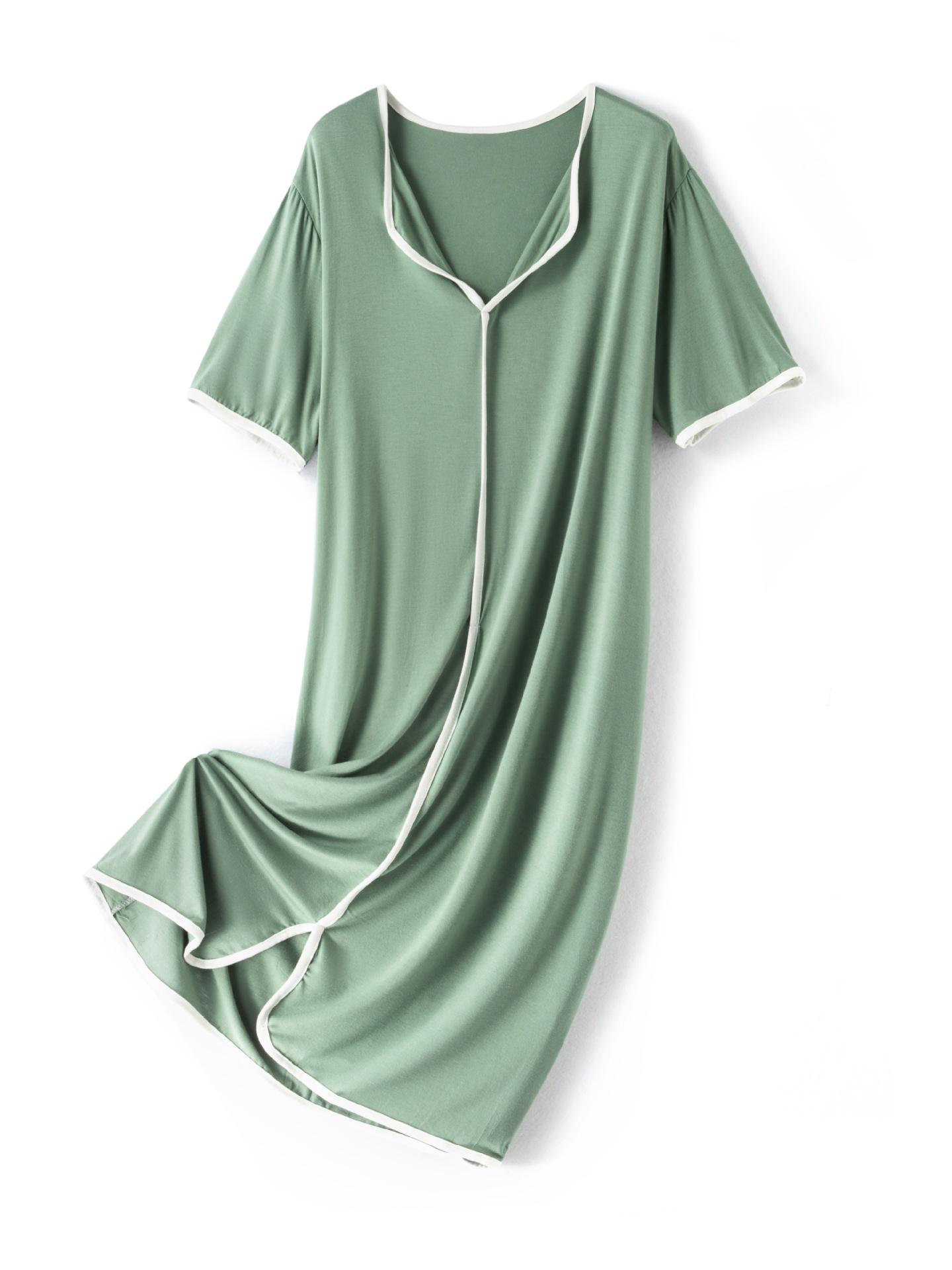 

Женское модальное летнее платье - С коротким рукавом, Однотонное, Свободного кроя, Универсальное для дома или улицы One Size (Fits 80-160 jin)