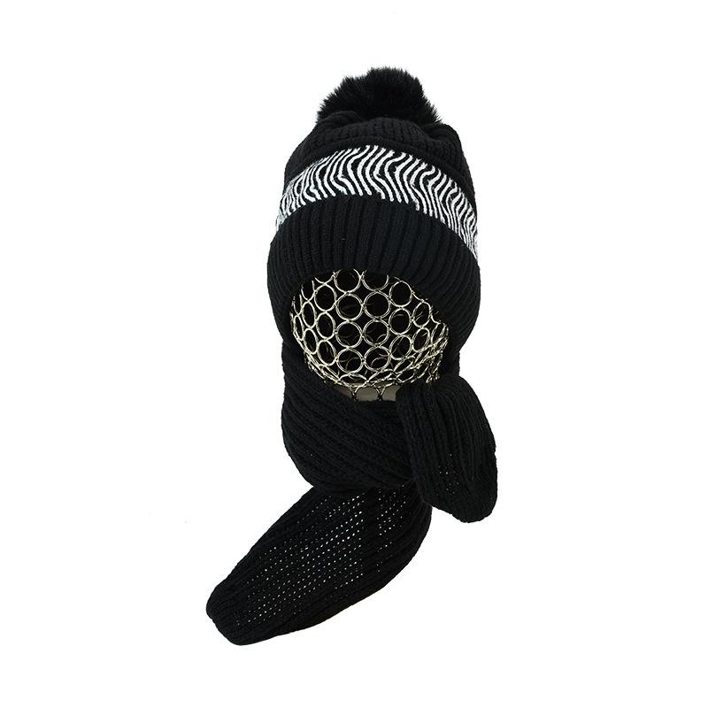 

Зимняя новая жаккардовая вязаная шапка-шарф, интегрированная шапка, уличная теплая ветрозащитная и холодостойкая шерстяная шапка-пуловер average size (56cm~ 58cm)