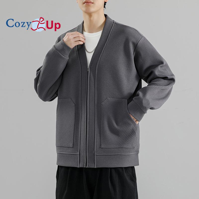 Cozy Up Men's Cardigan Sweater Wool Blend Cable Knit V Neck Buttons Cardigan with Pockets