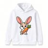 Cute Cartoon Bunny With Carrot Print Kids Hoodie, Casual Long Sleeve Pullover Sweatshirt For Boys Girls, Soft Warm Lightweight Daily Wear