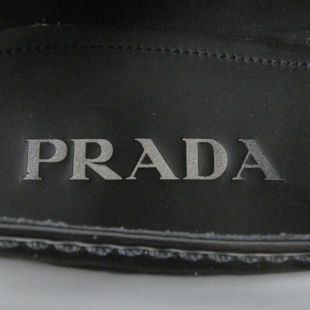 Prada Slipper Schokolade Dreieckslogo Plateau Schwarz Lackleder Herren 6.5 Gebraucht