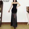 BITCED Fall/Winter Women's Solid-Color Slim-Fit Streetwear Off-the-Shoulder Strapless Dress