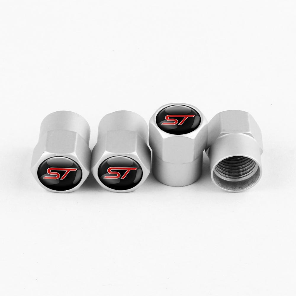 Hnltu4 4pcs Car Wheel Tire Valve Stem Caps Airtight Cover For Ford ST Line Focus Mondeo Fiesta Kuga Ranger MK2 MK3 MK4 Tyre Accessories