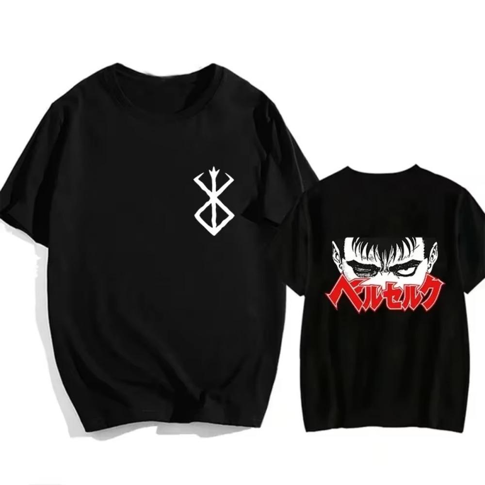 EU Size Japanese Anime Harajuku Berserk Guts Eyes Print Funny T Shirt Graphic T-shirt Manga Streetwear Tshirt Hip Hop Tee Unisex