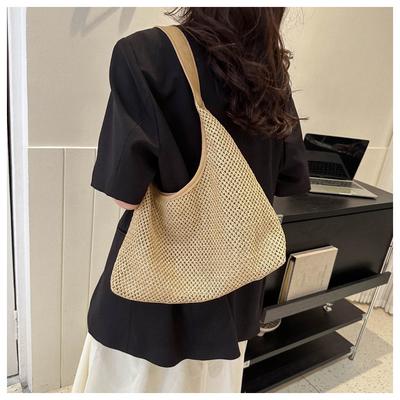 Retro Woven Tote Bags for Women Grass Woven Tote Bag Armpit Bags Large Capacity Single Shoulder Bag Beach Bag Handbags