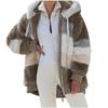 Women's Plush Jacket Winter Warm Coat  Fashion Loose Plush Multicolor Hooded Jacket