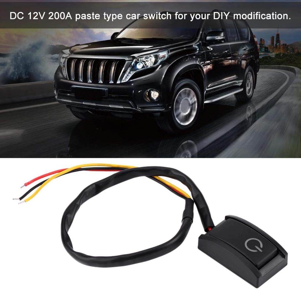 Car Paste Type Switch, DC 12V 200mA Paste Type ON/Off Button Switch Black