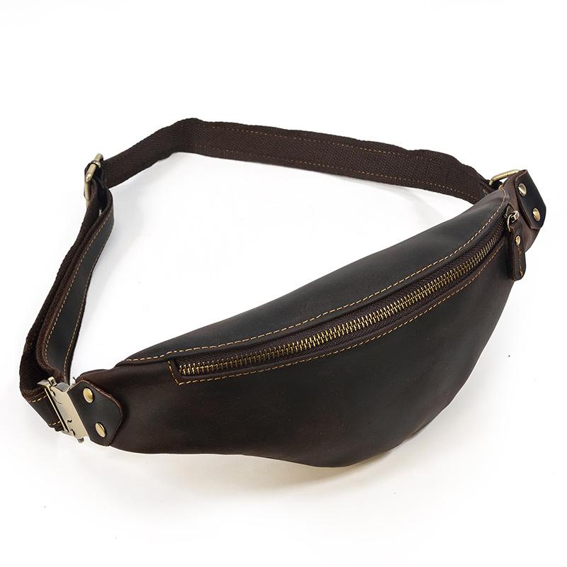 Waist Bag For Men 2026 Genuine Leather Outdoor Leather Chest Pack Waist Pack Cross Body Men's Sling Bag Luxury Fashion Male Bag
