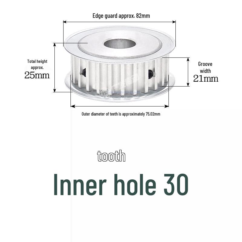 Double-Sided 8M Timing Belt Pulley, 30 Teeth, AF Type, Groove Width 16/21/27mm, Inner Hole 8-40mm.