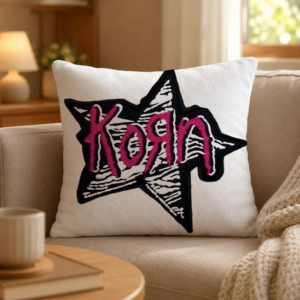 Band Korn Nu Metal Aesthetic Cushion Cover Personalized Short Plush Soft Bedroom Sofa Home Decor Gift