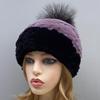 Winter Hat Women Pompom Warm Natural Rex Rabbit Fur Cap Thick Headwear Classic Popular Female Stylish Knitted Hat
