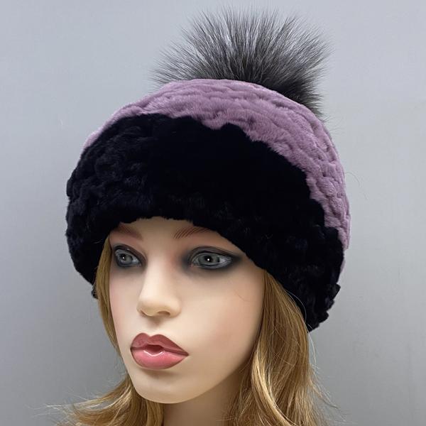 Winter Hat Women Pompom Warm Natural Rex Rabbit Fur Cap Thick Headwear Classic Popular Female Stylish Knitted Hat