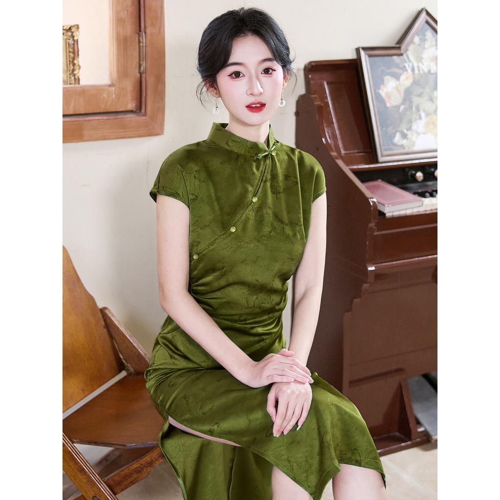 New Chinese-style improved cheongsam women's summer young temperament young waist cover dress for the test