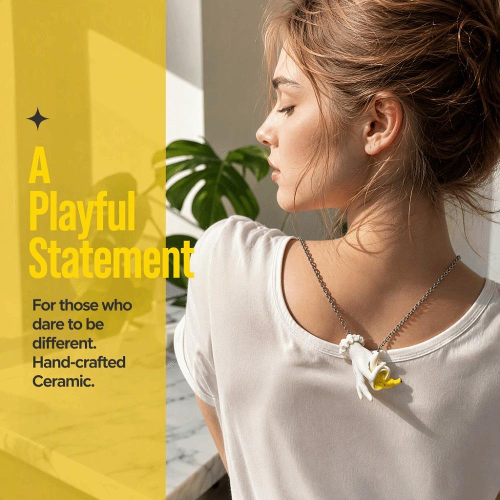 3D Shape Fruit Pendant Necklace Quirky Design Banana Shaped Necklace Banana Pendant  Party Wear