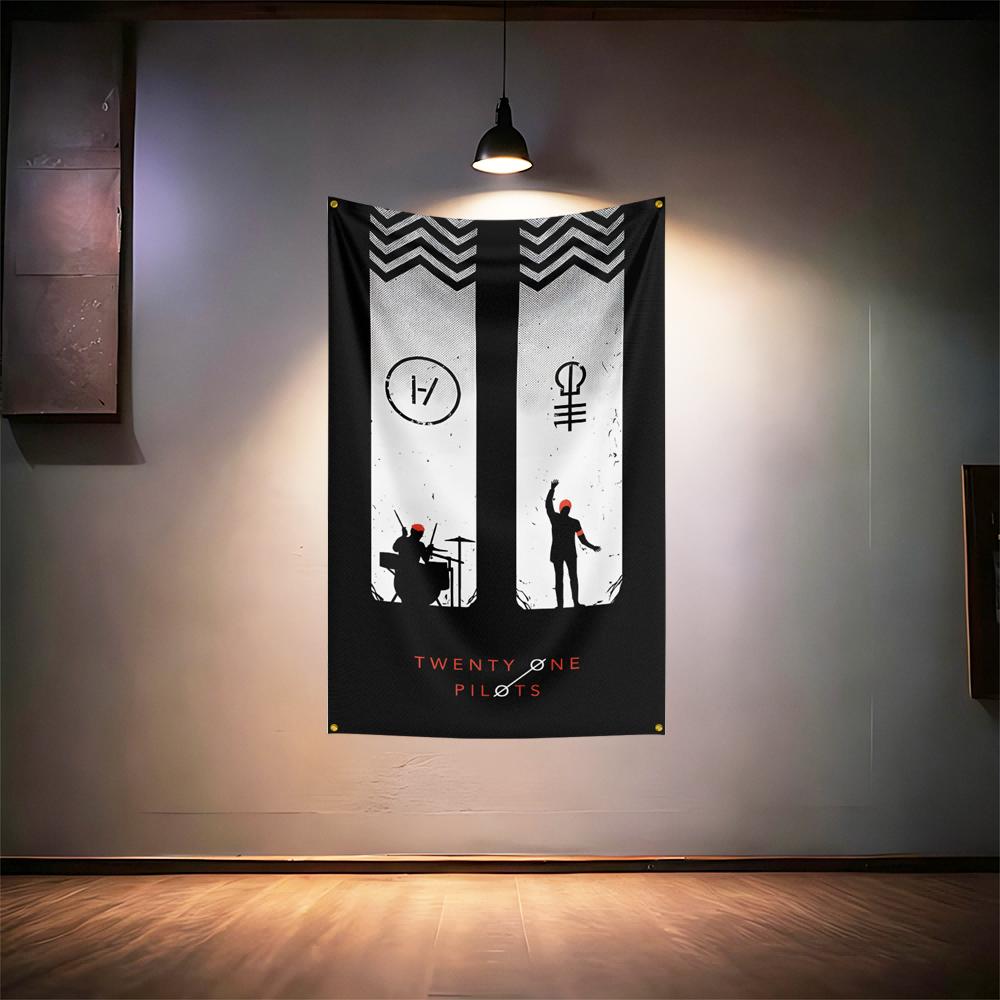 Rock Music Flag 3x5ft For Twenty One Pilots Fans Banner Hd Print Brass Grommet Garage Bedroom Living Room Dorm Wall Decor Tapest