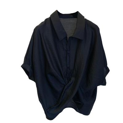 Shirt Highly Short Sleeve Loose Going Autumn [H2four] Women's Blouse, Breathable, Thin, Top, Buttoned, Collared, Fit, Slimming, Plain, Simple,