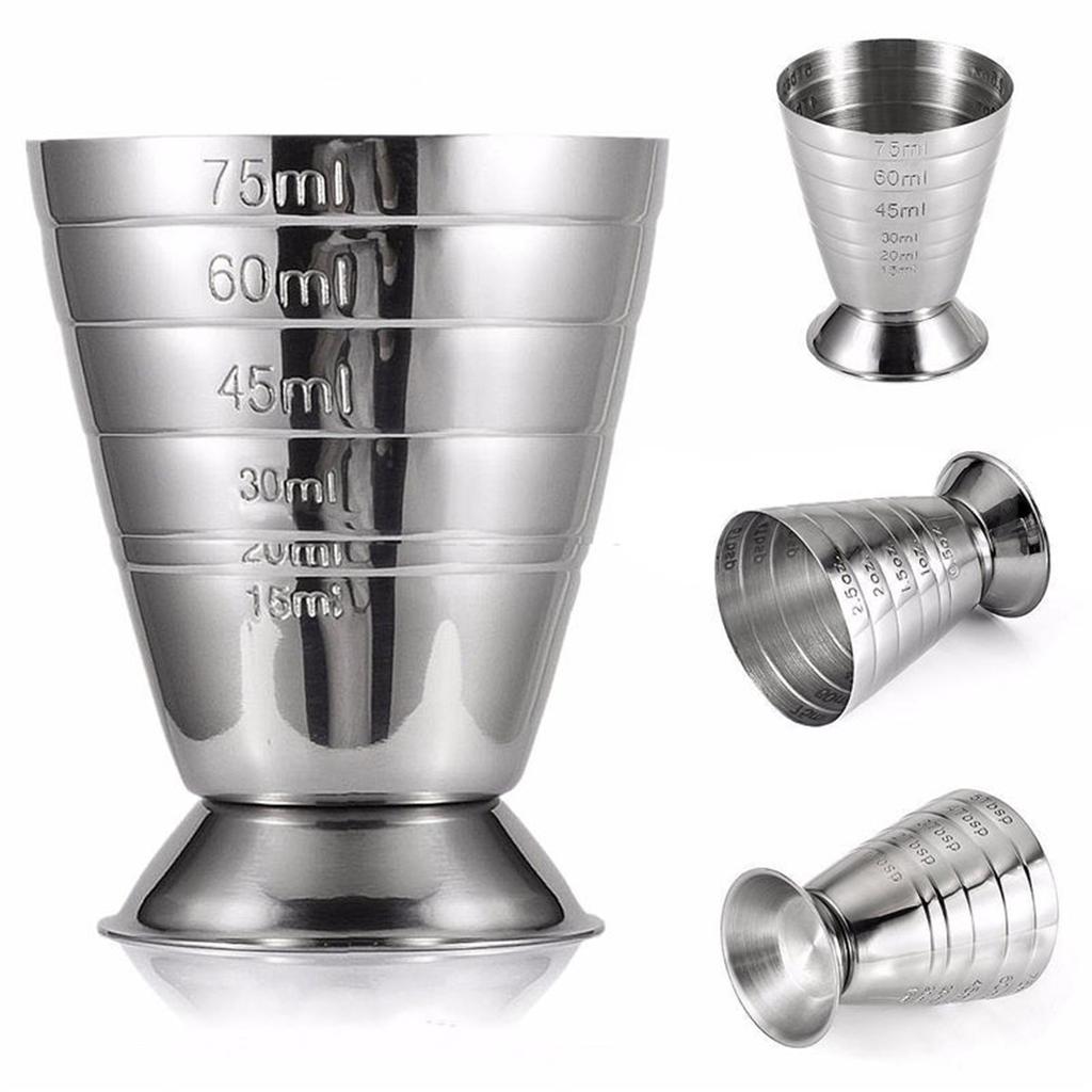1PCS Measuring Cup Cocktail Shaker Stainless Steel Liquid Mini Espresso Shot Glass Silver Bar Kitchen Accessories