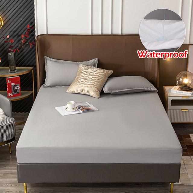 Solid Water Resist Mattress Cover Protector Elastic Band Sanding Breathable Anti -Mite Bed Cover Mattresses Queen King For Home Use