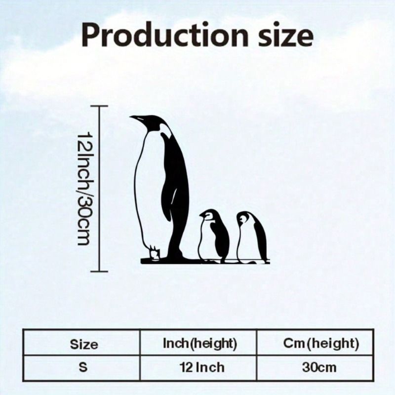 Metal Penguin Wall Art Geometric Vintage Decor Living Room