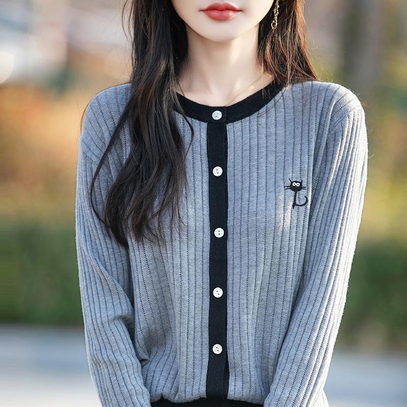 Cardigan feminino leve 50% lã e 50% seda amoreira - Tricô versátil para 4 estações, conforto e estilo o ano todo