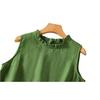 Collar Cotton And Womens Ruffled Linen Vest