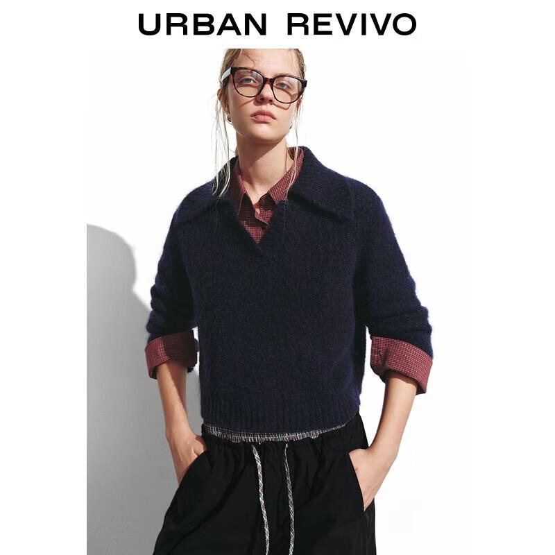 

Женский короткий вязаный свитер с воротником поло UR M