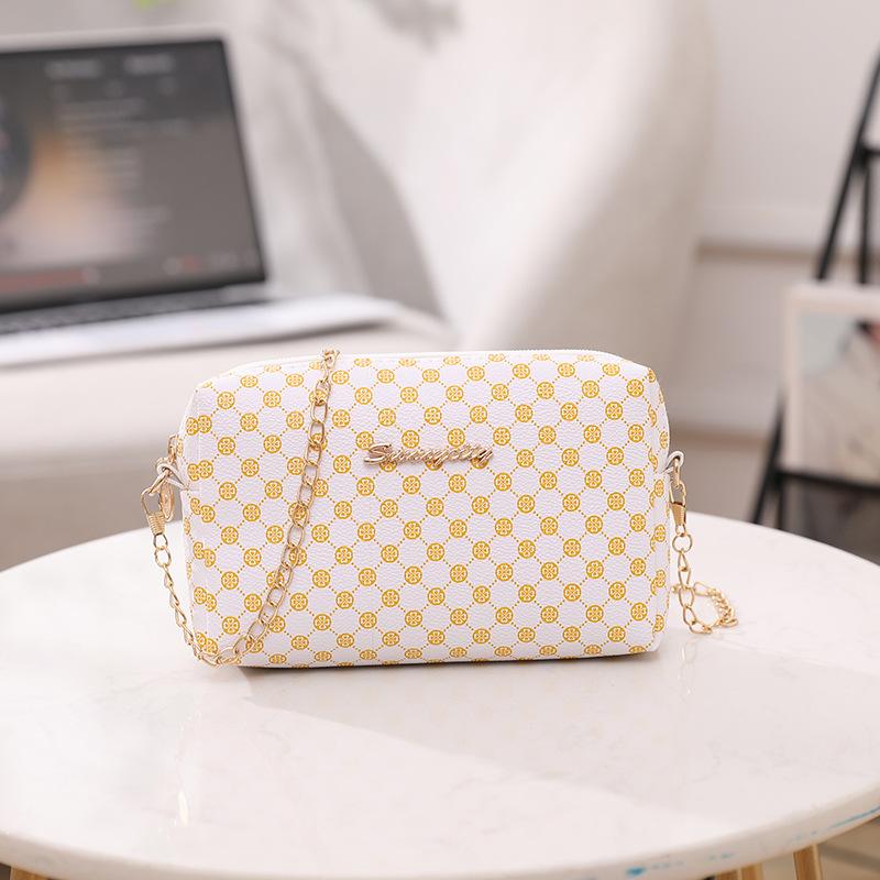 Lis fashionable retro polka dot printed small square bag, small and simple chain, mobile phone bag, messenger women's bag.