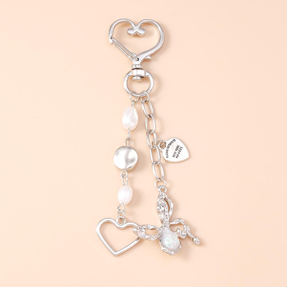 

Cute Butterfly Keychain Crystal Pearl Key Ring Pendants for Women Girls Handbag Decor DIY Handmade Key Chain Gifts