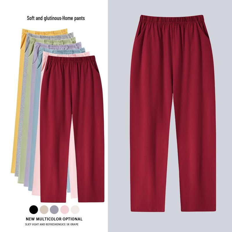 Aifen Teng Women's Loose Fit Cotton Pajama Pants: Summer, Solid Color, Plus Size, Straight Leg, Wear Indoors or Outdoors.