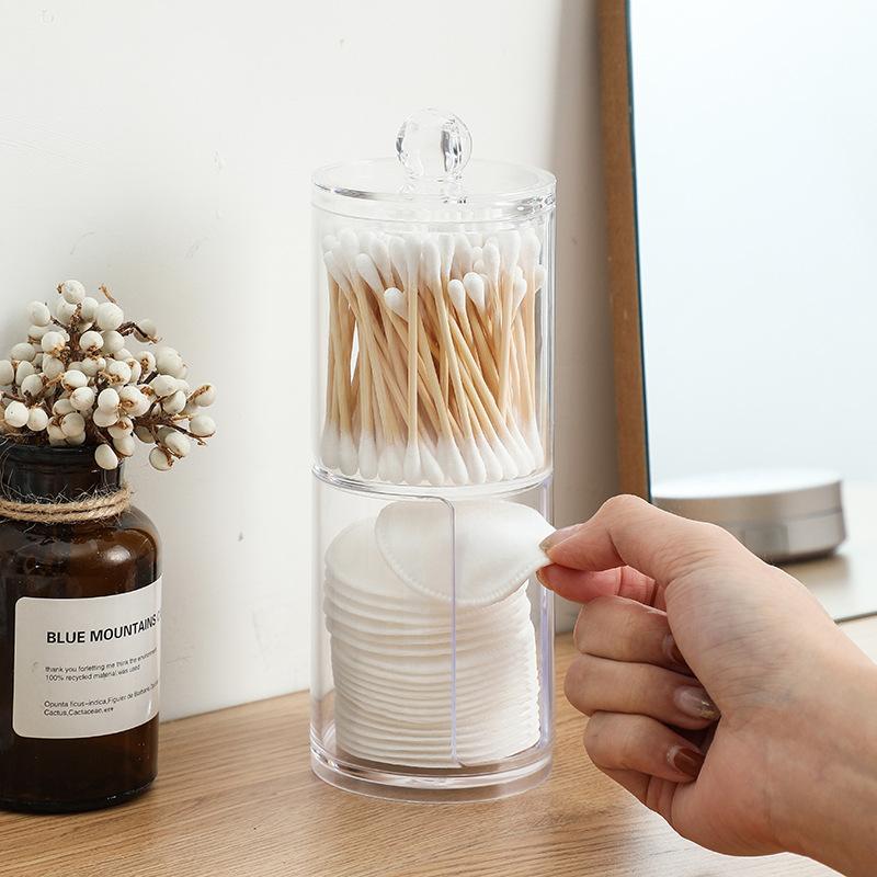 Acrylic Cotton Swabs Storage Holder Box Portable Transparent Makeup Cotton Pad Qtip Cosmetic Container Jewelry Organizer Case