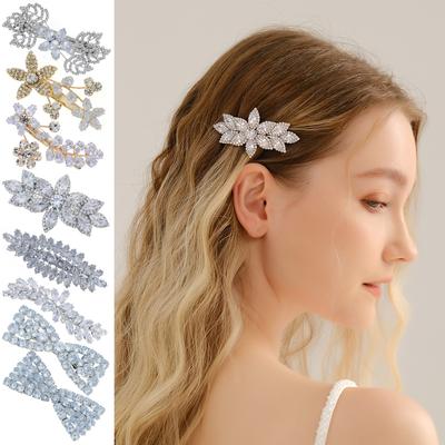 Korean Jewelry Celebrity Inlaid Zirconium Hairpin Women's High-end Versatile Hair Accessories Top Clip Rhinestone Zircon Spring Clip