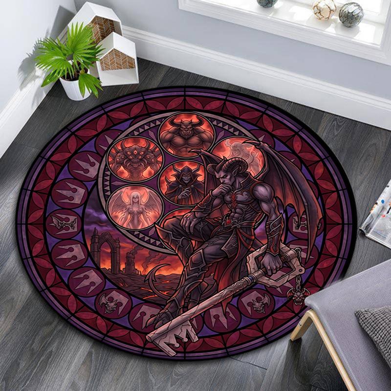 Ragnarok Symbolism Round Area Rug Under Office Chairs Bedroom Living Room Home Decor
