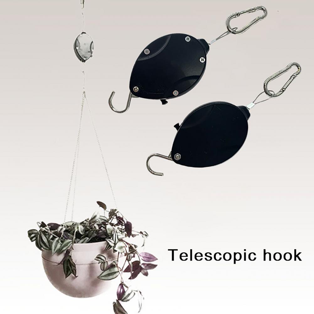 20*6cm Zahradnický Teleskopický Hák pro Zavěšení Rostlin Zatahovací Závěsy na Rostliny s Kladkou Nastavitelný Zahradní Hák Balkon Veranda