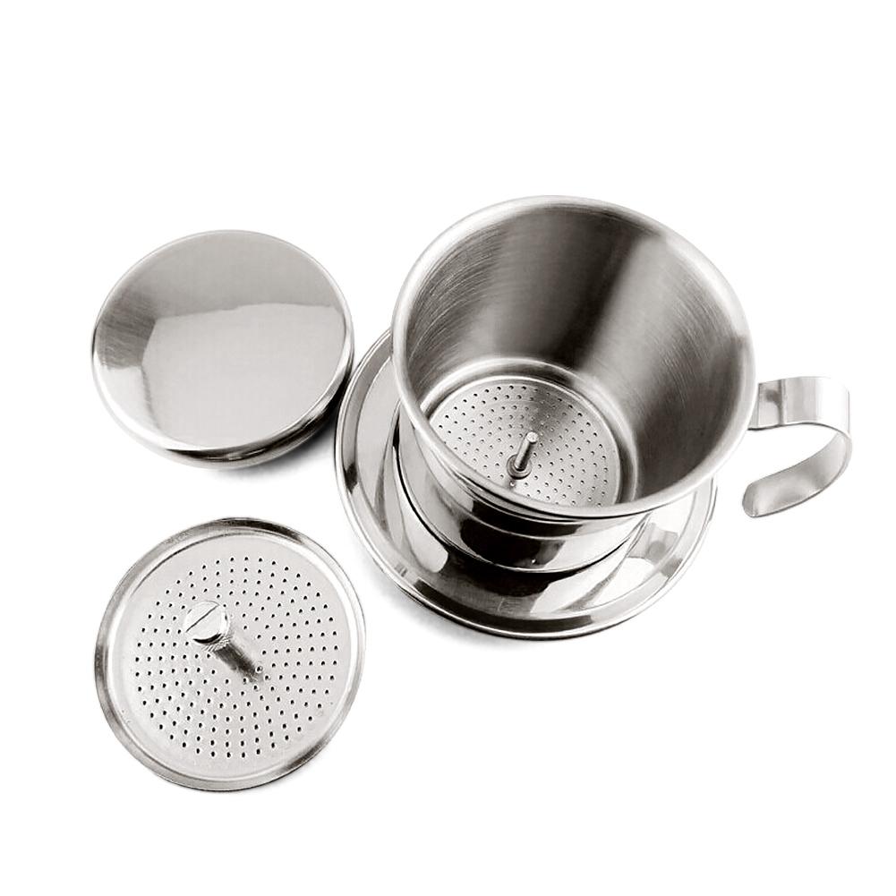 Mugg i rostfritt stål Vietnamesiskt kaffedroppsfilter Kaffebryggare Phin Infuser Silver