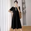 Maternity dress summer short-sleeve polo dress with turn-down collar short-sleeve maternity dress