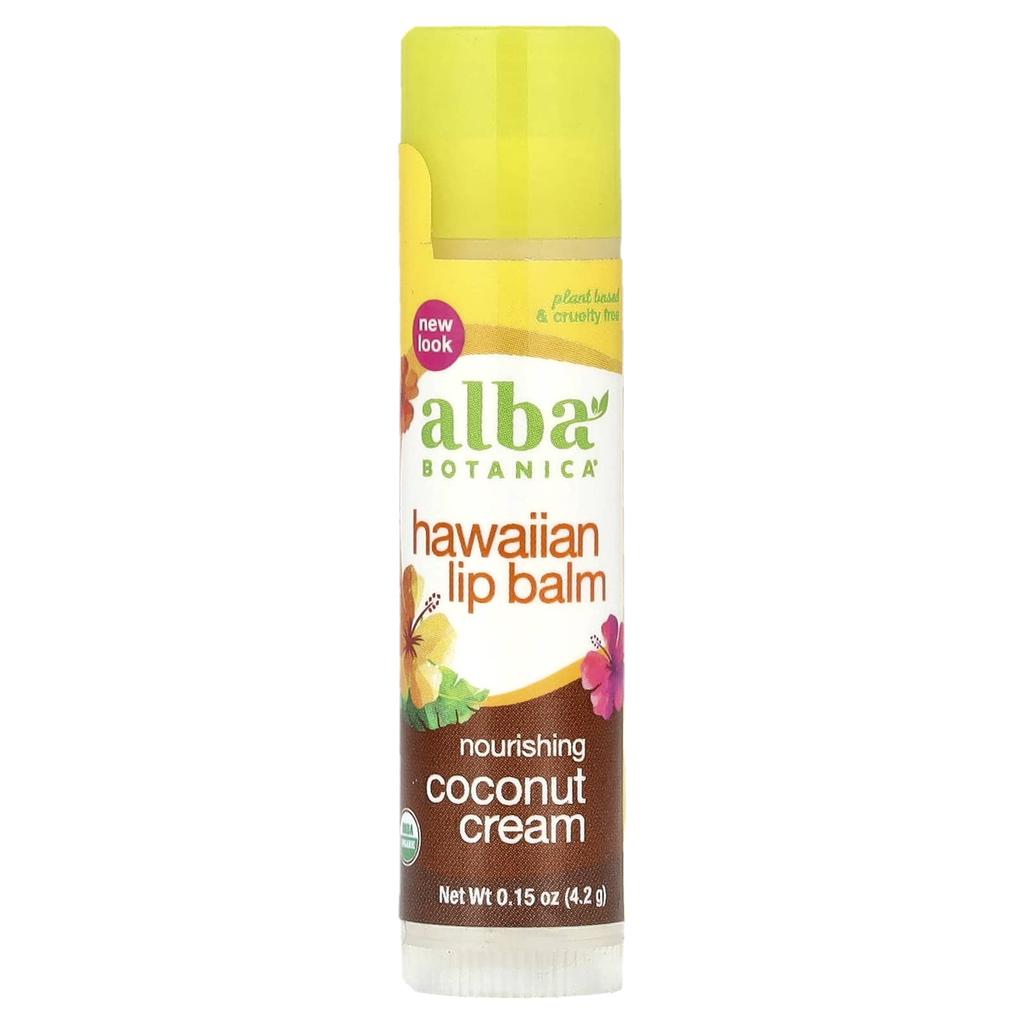 Alba Botanica Hawaiianischer Lippenbalsam, pflegende Kokoscreme, 0,42 g (4,2 g)