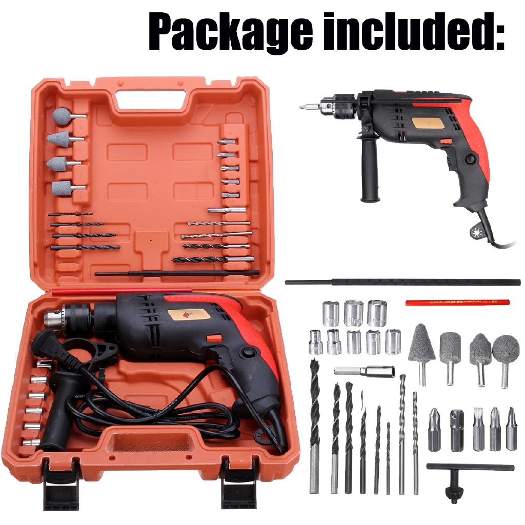 1880W 0-3800r/min Electric Brushless Motor Impact Drill 3MM Electric Impact Drill Torque Driver Tool 32Pcs