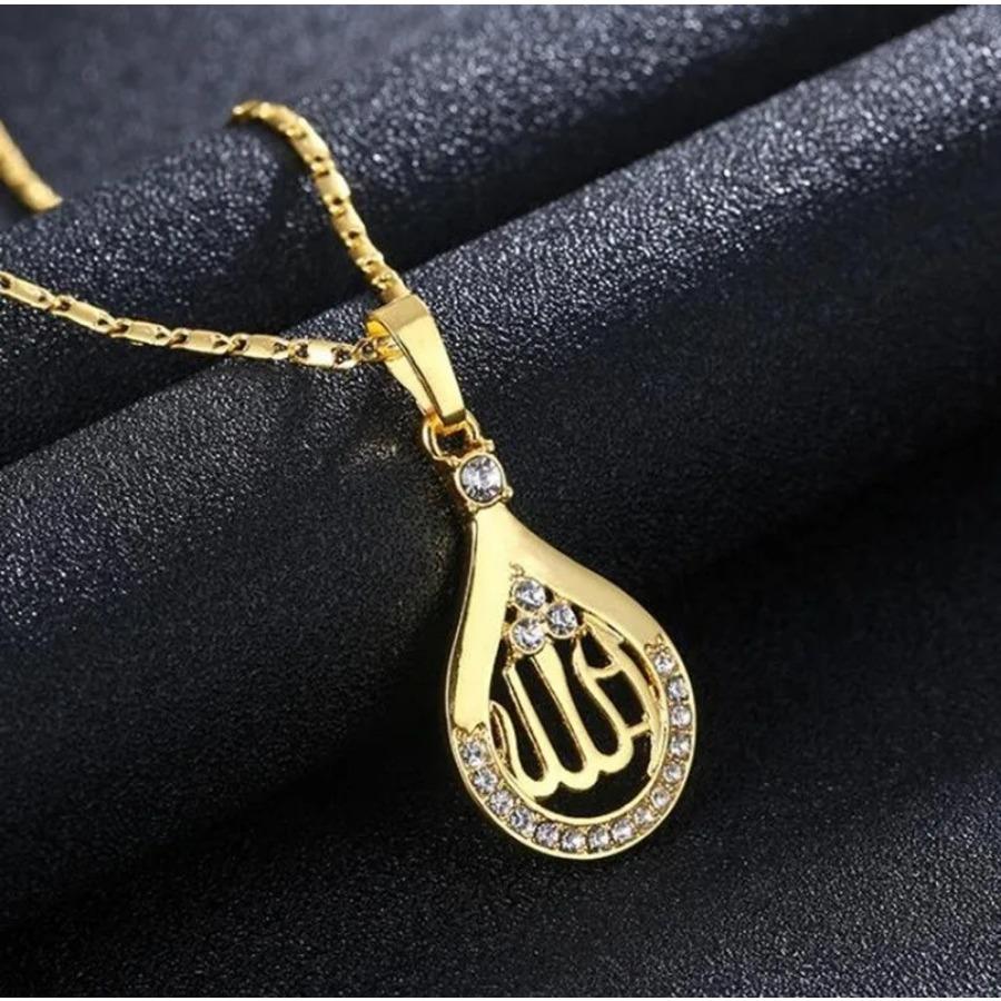 Muslim Allah Quran Drop Shape Pendant Necklace Men Women Religious Amulet Jewelry Ramadan Gift