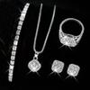 6Pcs/set Shiny Rhinestone Jewelry Set Luxury Necklace Bracelet Earrings Set  Gifts