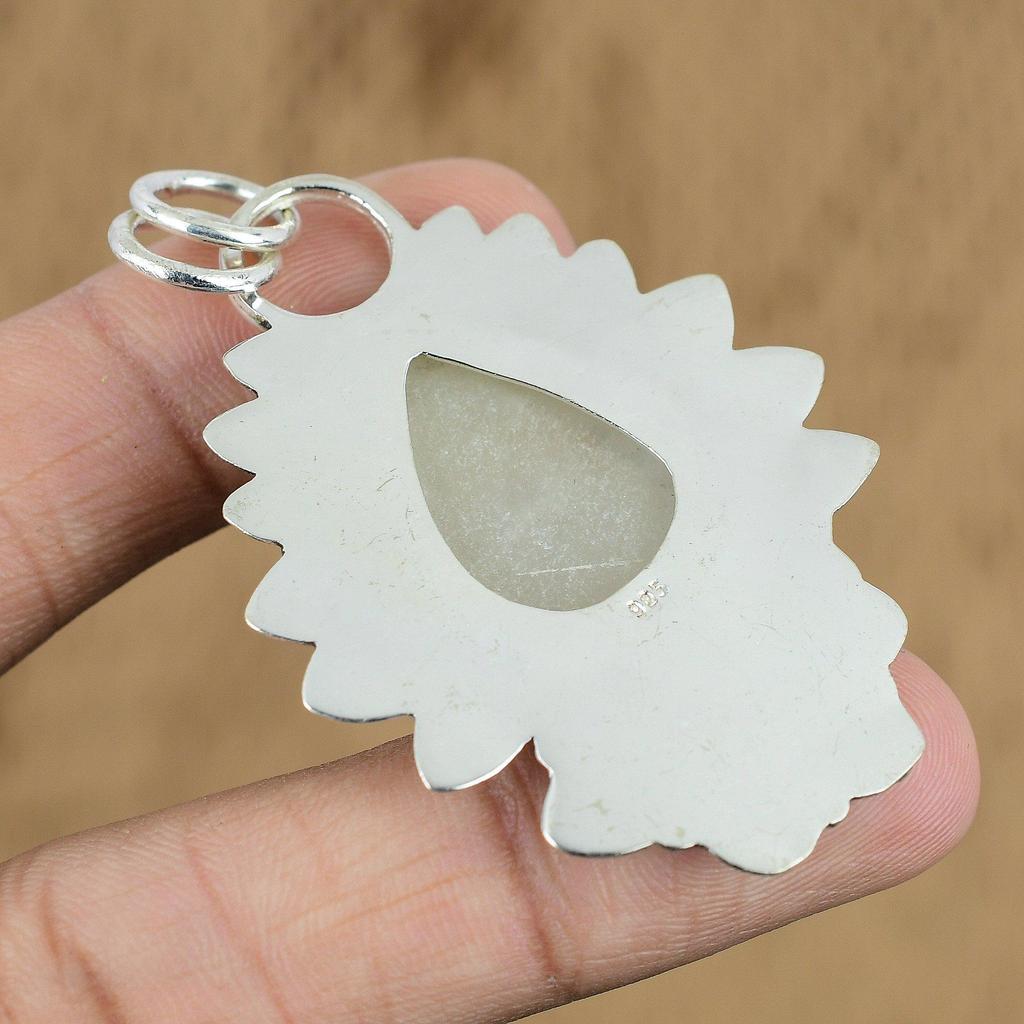 Natural Scolecite Gemstone Pendant 925 Sterling Silver Indian Jewelry For Girls