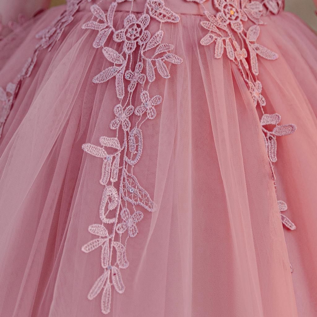 Wedding Flower Girls Dress Toddler Baptism 1st Birthday Dress Baby Girl Clothes Princess Wedding Lace Party Kids Costume T6035