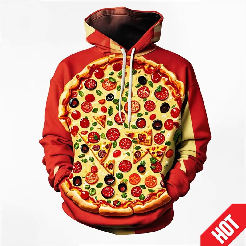 Men's Clothing 3D Printed Funny Food Pizza Hoodie Men's Streetwear Men's Oversized Hoodie Pullover Men's Autumn Hoodie