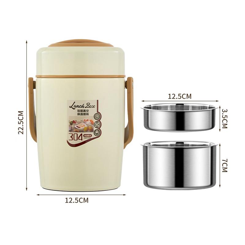 304 Stainless Steel 12 Hour Vacuum Insulated Lunch Box, Portable for Carrying Rice In Winter, with A Three-layer Lifting Pot