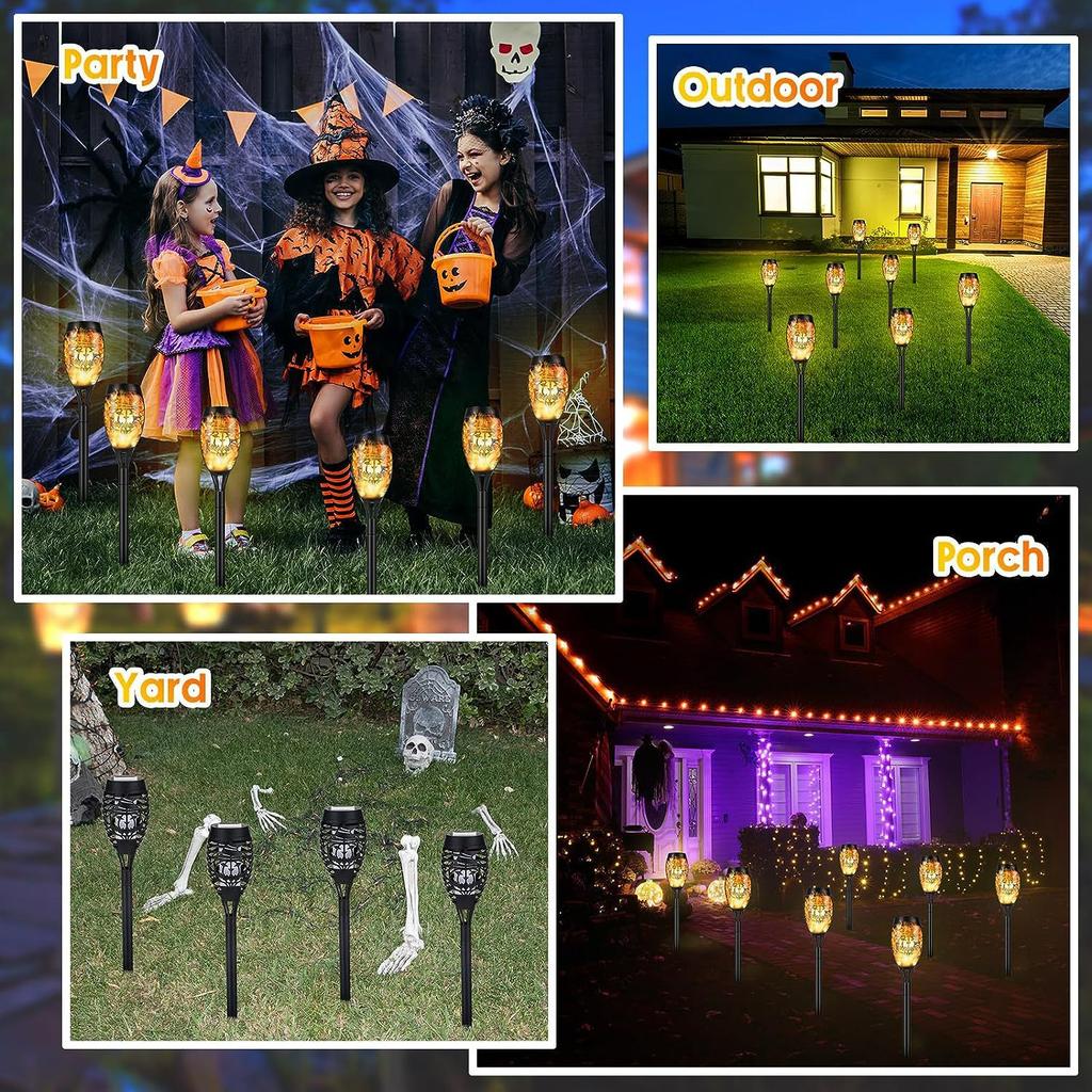 13/12LED Solar Torch Light Skull Light Waterproof Outdoor Lawn Trail Courtyard Plug in Light Halloween and Easter Decoration
