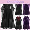 Halloween Witch Dress Gothic Medieval Cosplay Costume Off Shoulder High Quality Polyester Fabric