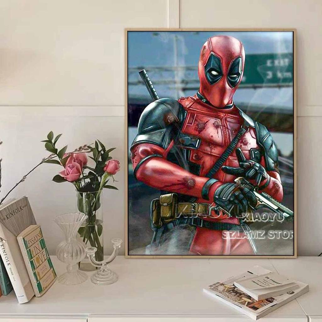 5D DIY Diamond Art Painting Kits for Adults, Deadpool Full Round Crystal Diamond Kits for Beginner for Home Wall Decorate